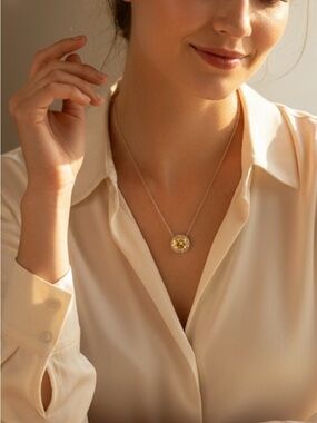 Moissanite Yellow 3ct Necklace in Sterling Silver 925